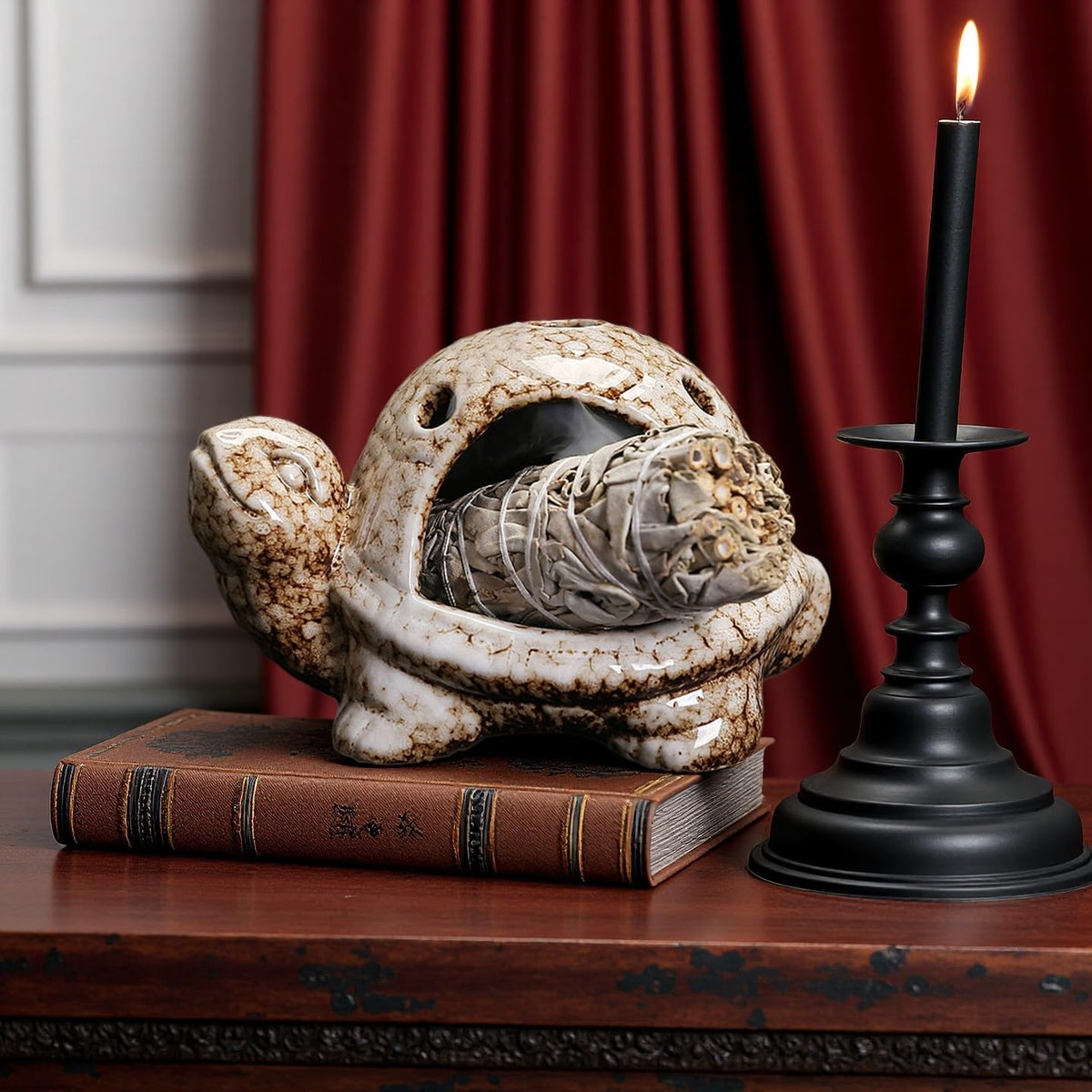 Turtle Palo Santo Holder Ceramic Palo Santo Burner Sage Holder for Burning (C)