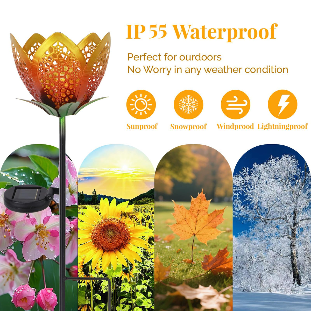Outdoor Solar Tulip Light (Orange Tulip - 2pcs)