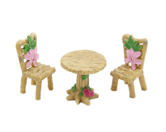 Miniature Fairy Garden Decoration Accessories Garden Sculptures Statues (Table & Chair)