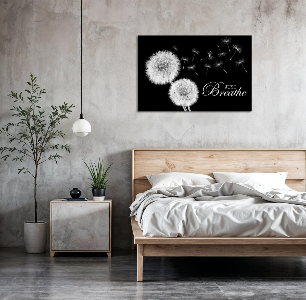 Zen Wall Decor Motivation Dandelion Just Breathe Canvas Print Artwork Motivation Positive Wall Art for Inspirational Quotes Yoga Room (28"L x 44"W / Dandelion-03)