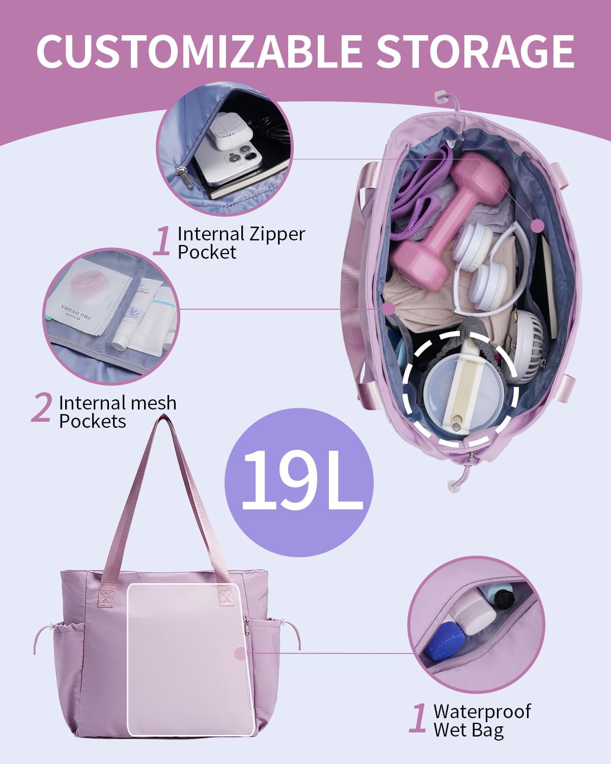 Yoga Mat Bag Waterproof Tote Gym Bag Mat Carrier W (Lavender)