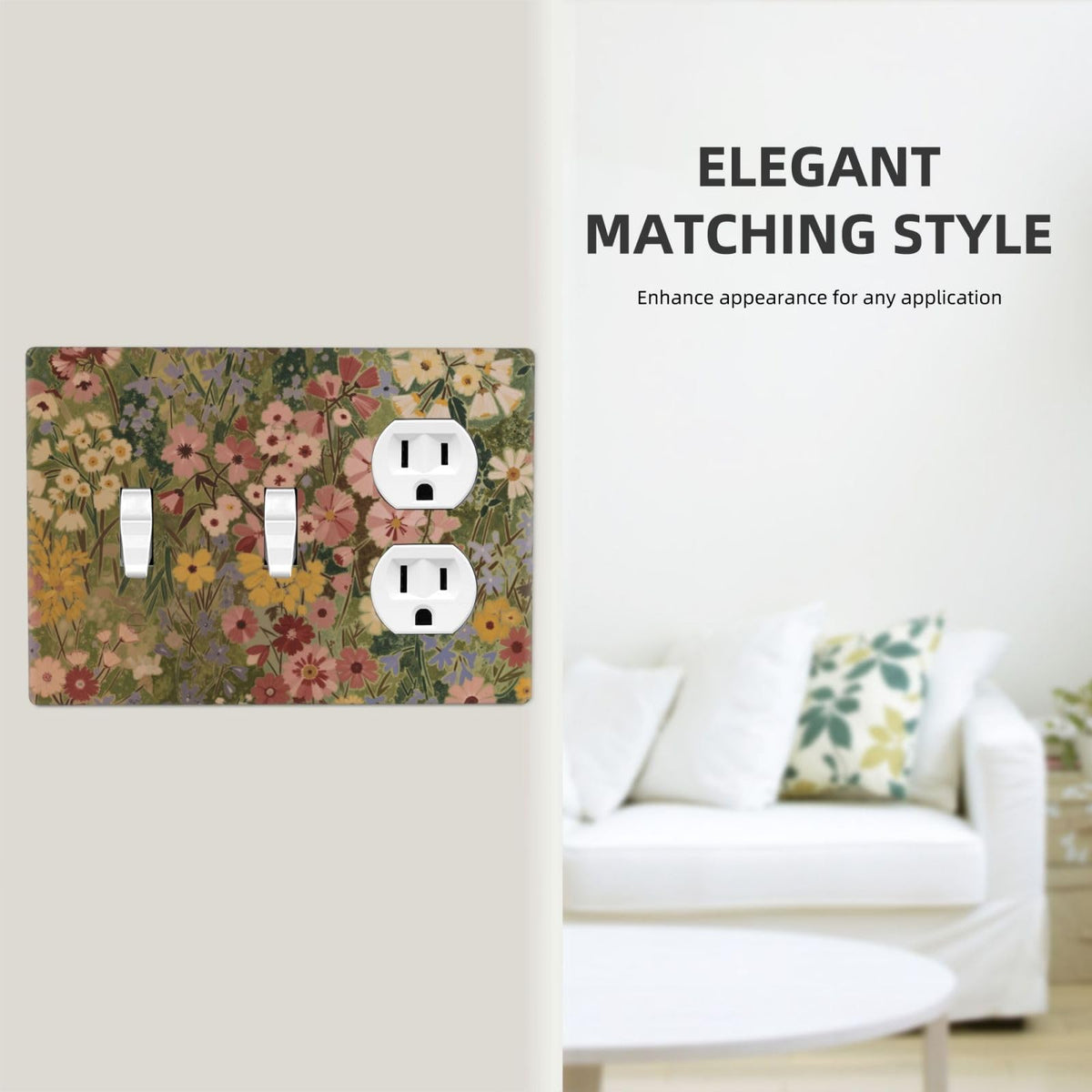 Rustic Colorful Floral Vintage Flower 3 Gang Combination 2 Toggle 1 Duplex Receptacle Outlet Covers Light Switch Cover Combo Wallplate Decorative Faceplate (Rustic Colorful Floral Vintage Flower / 3 Gang 2 Toggle 1 Duplex)