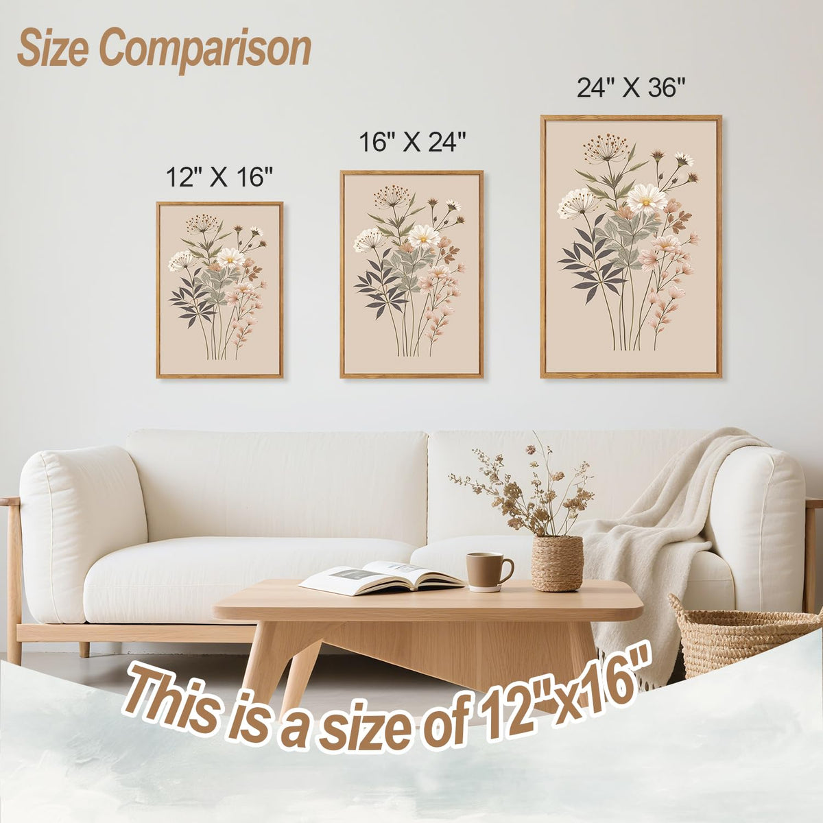 Botanical Flower Framed Canvas Wall Art Set Of 3 (Floral wall art 3)