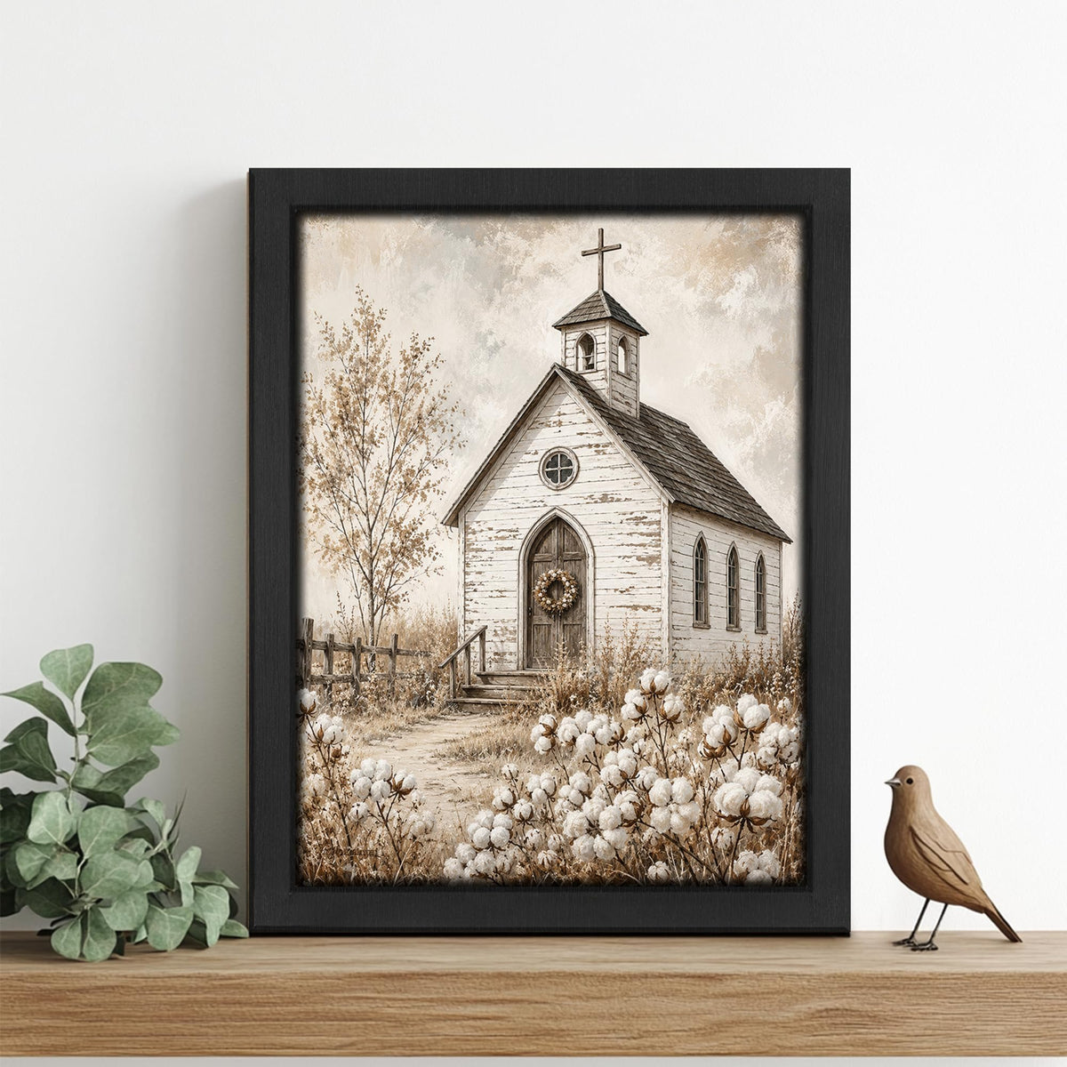 Country Church Decor Wall Art (Wall Art Framed 49 / 16"L x 12"W)