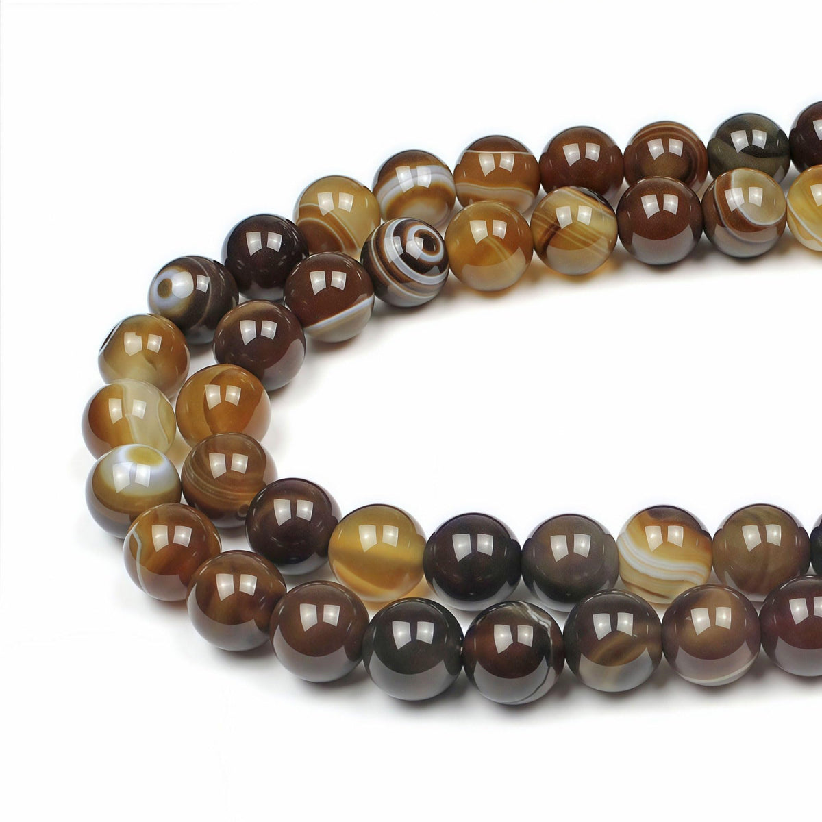 Natural Stone Beads Coffee Stripe Agate Round Loose Beads for Jewelry Making DIY Bracelet Necklace (Coffee Stripe Agate / 10mm)