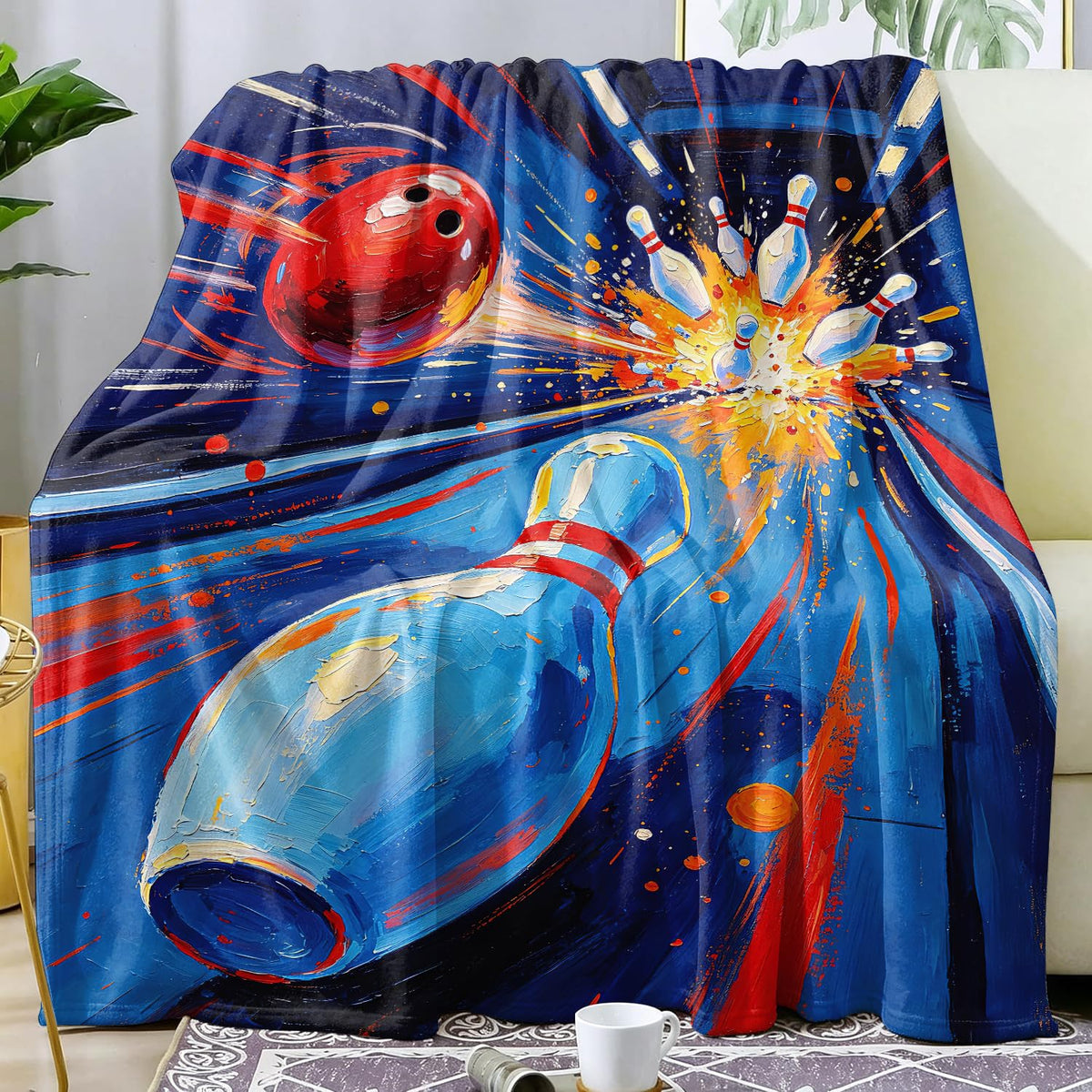 Bowling Fleece Throw Blanket Sports Blanket Gifts Room Decor 60"x80" (Bowling / 60"X80")