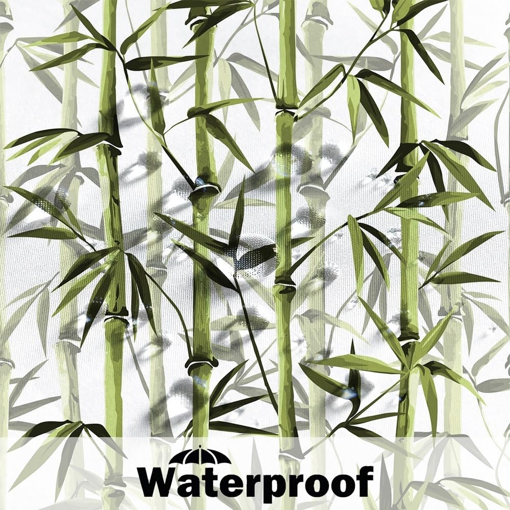 Green Bamboo Shower Curtain Bamboo 3D Printed Outdoor Bathroom Curtain Japanese Asian Zen Spa Spring Botanical Waterproof Fabric Machine Washable for Bathroom Decor Bathtub with Hooks 54x72 Inch (54"W x 72"L (Pack of 1) / Green-54)