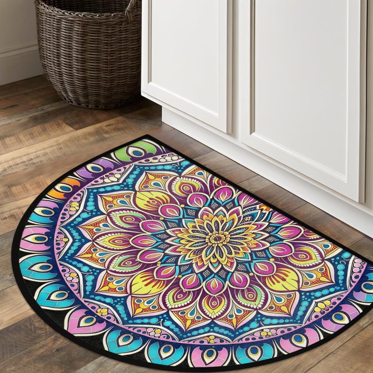 Mandala Half Round Door Mat Non Slip Half Circle Rugs (Mandala 1)