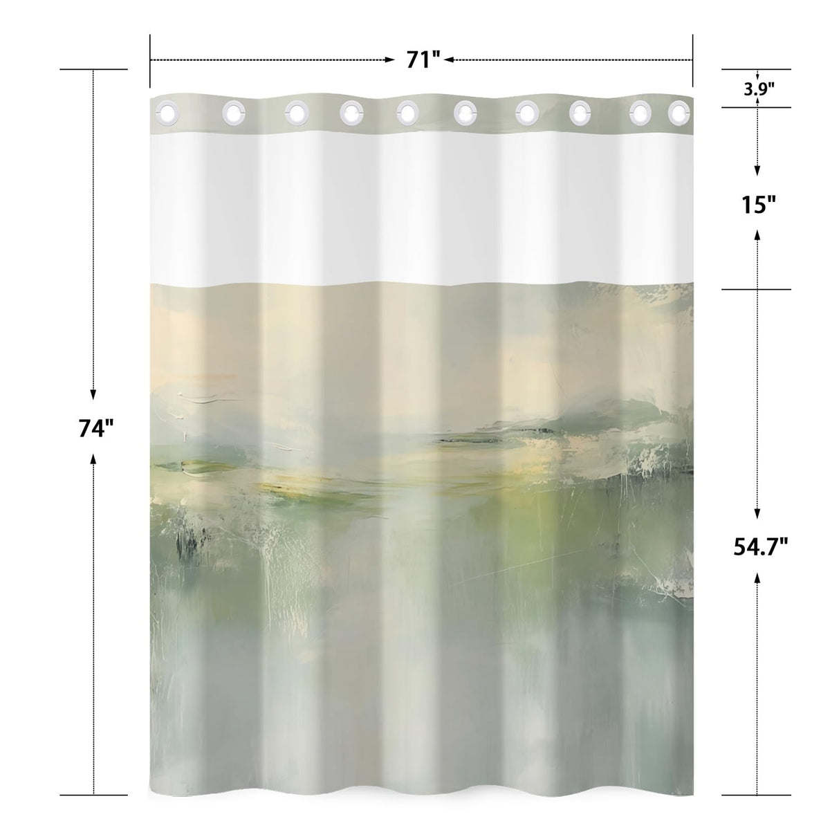 No Hook Shower Curtain with Snap in Liner (Abstract-e)