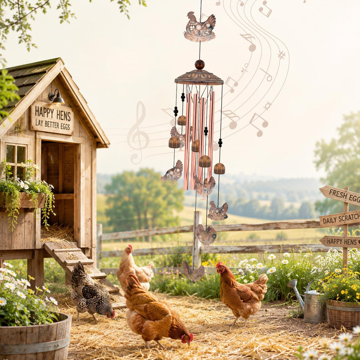 Chicken Wind Chimes for Outside (35"Chicken)