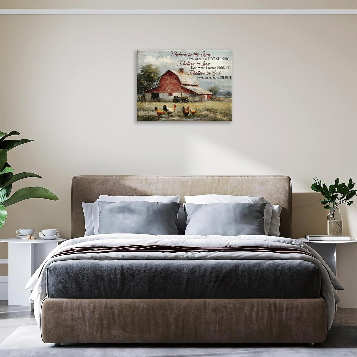 Farm Canvas Wall Art Rustic Farmhouse Print Painting Framed ArtWork 16"x24" (Farm / 24"L x 16"W)