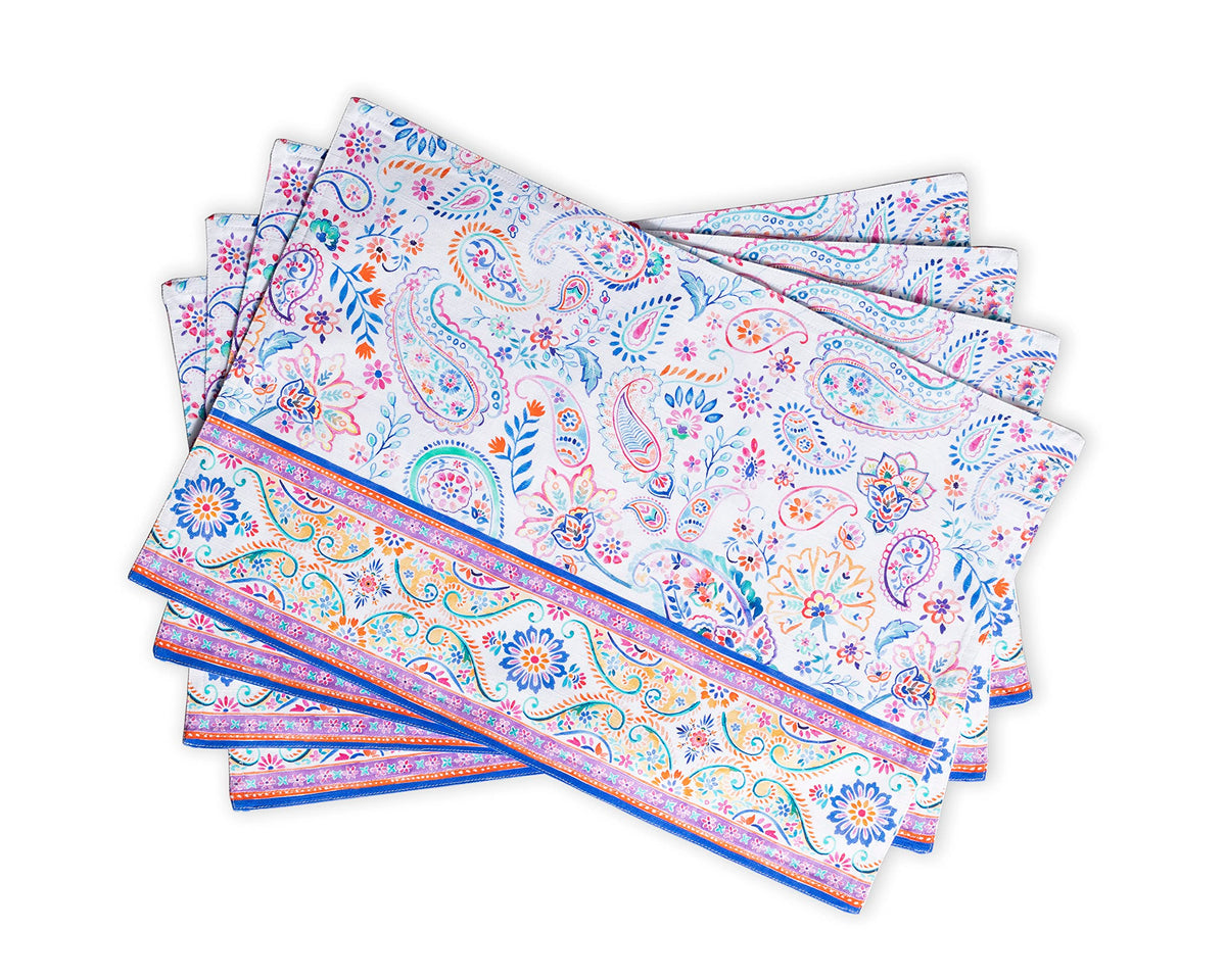 Placemats Set of 4 Reusable 100% Cotton (137 - Indian Floral / 13" X 19" (Pack of 4))