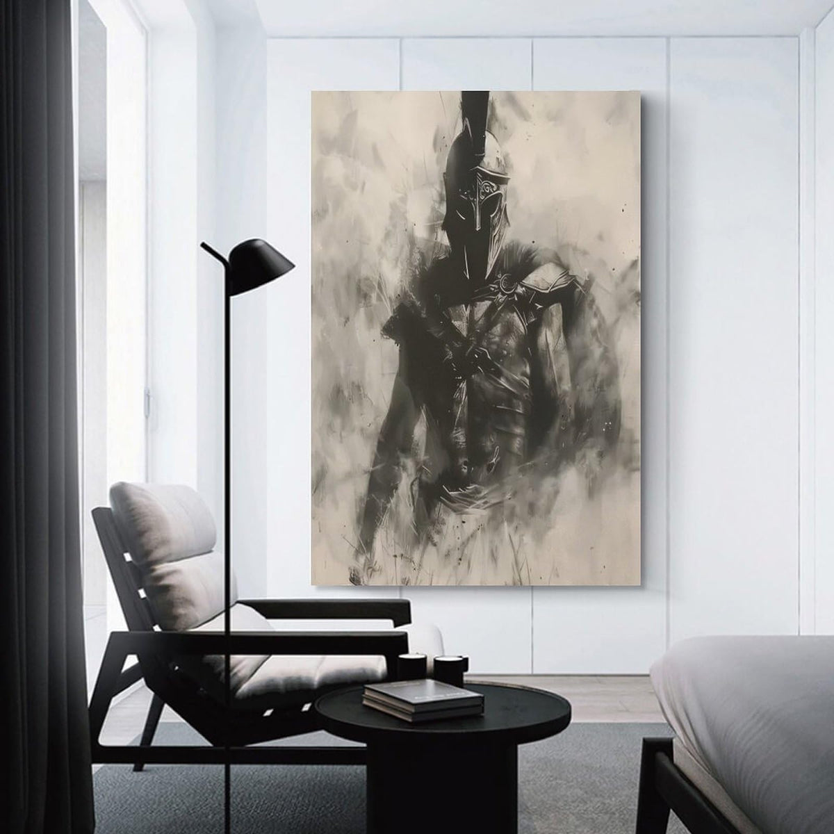Black White Charcoal Sketch Roman Gladiator Canvas Printing Wall Art Prints Wall Decor Posters Minimalist Scandinavian Bohemian Living Room Bedroom Office Warrior Decor 24x36inch (style-43 / 24x36inch(60x90cm) Unframe)