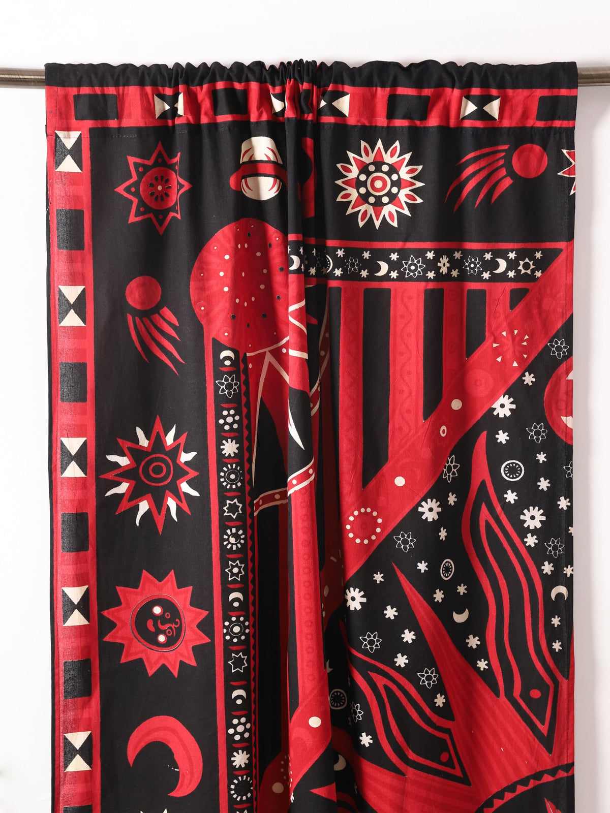 Red Burning Sun Hippie Mandala Curtains 83 Inch Length for Living Room Bedroom 2 Panels Set Light Filtering Semi Sheer Window Curtains 76 Inch Width Boho Farmhouse Drapes W76xL83 (83"W x 83"L (Pack of 2) / Red Black)