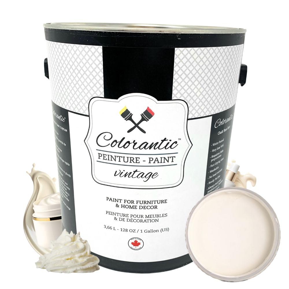 VINTAGE CREAM Furniture Chalk Paint for DIY (Vintage Cream / 128 Fl Oz (Pack of 1))