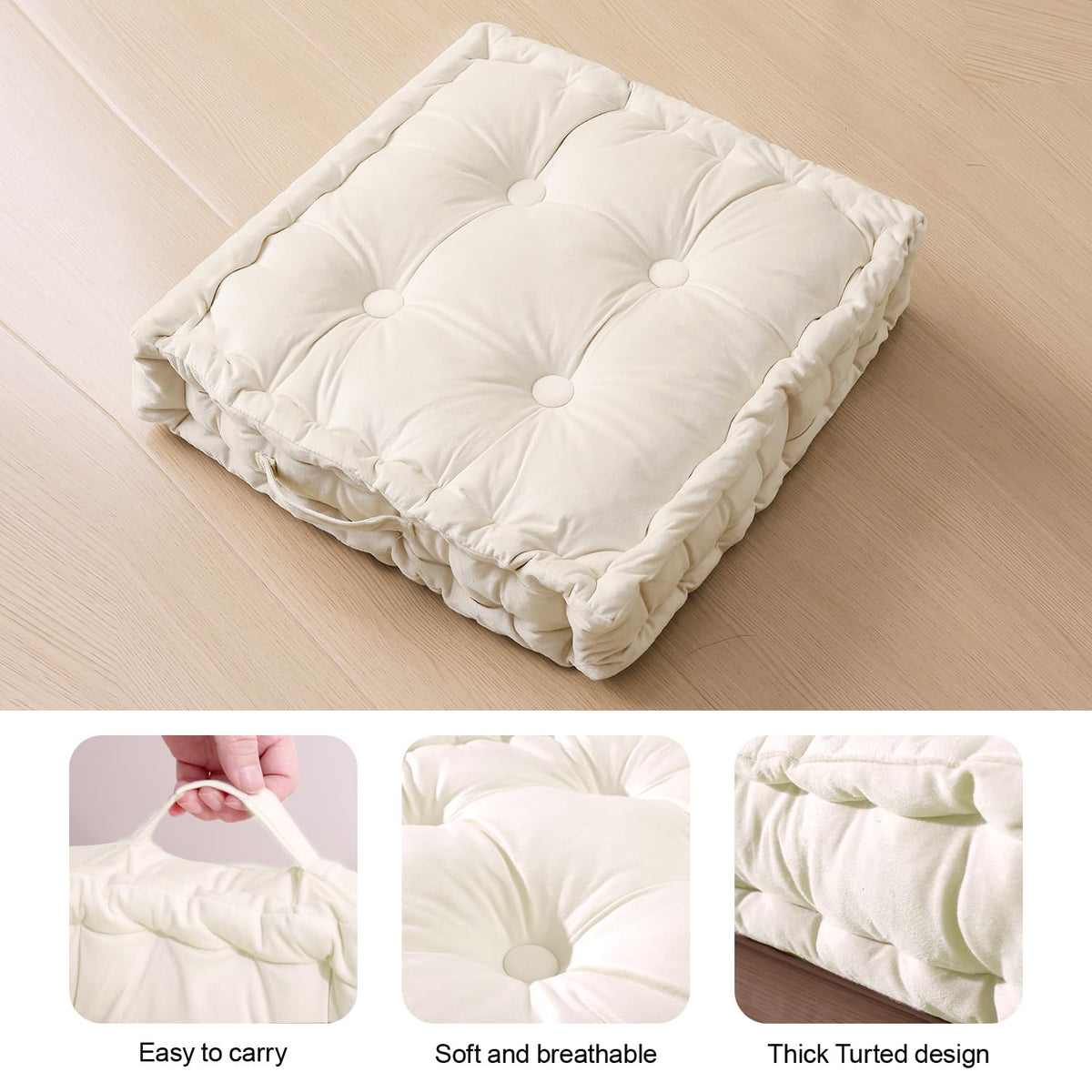 Square Floor Pillows (1 Pack / Ivory)