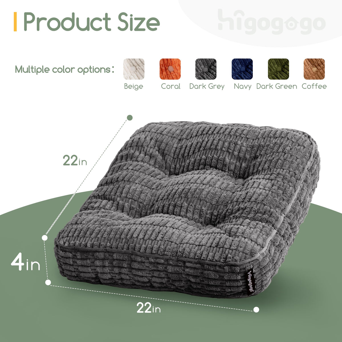 Floor Pillow Cushion for Adults (Square Dark Grey / 4" Thick(Pack of 1))