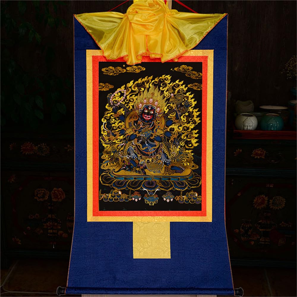Dharmapala Mahakala Thangka Tibetan Thangka Art (Mahakala / 47.2"L x 32.3"W)