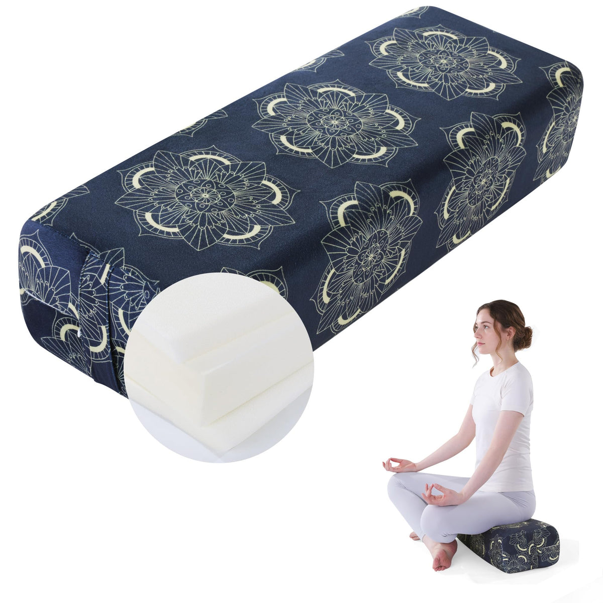 Yoga Bolster Pillow (Blue Print)