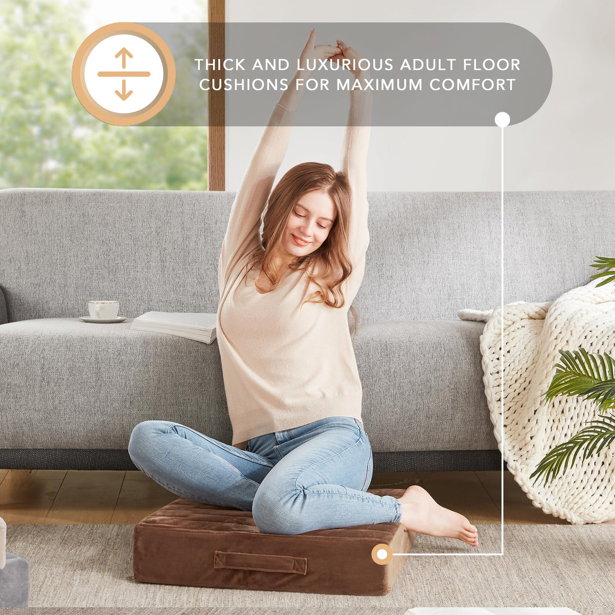Floor Pillow for Adult (Coffee / 22 Inch (Pack of 1))