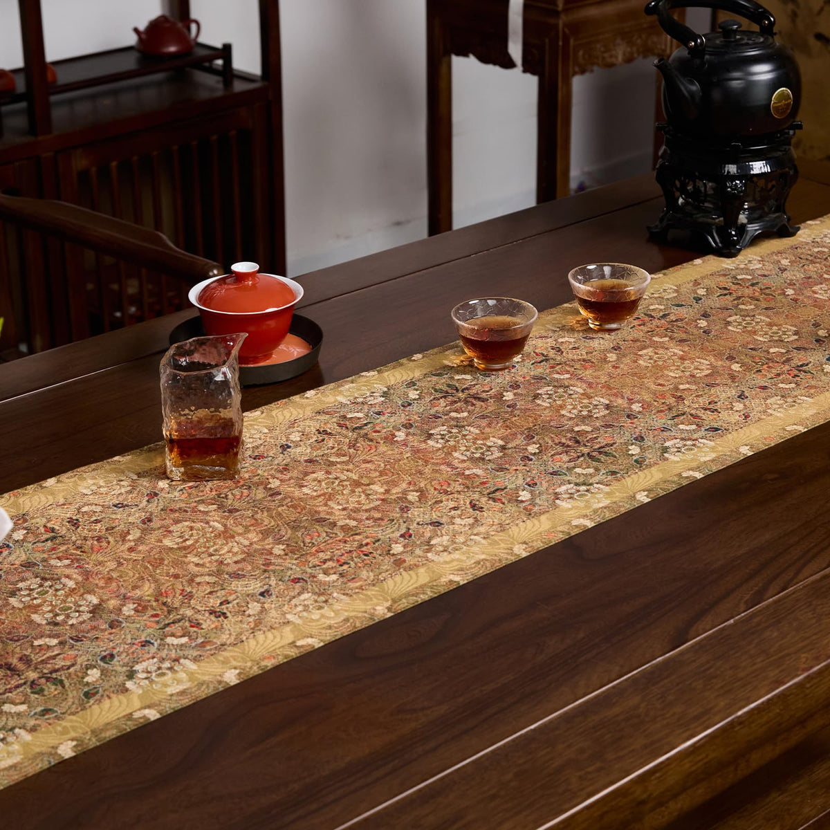 Hidden Bridge Floral Brocade Table Runner 13x85 Long Fall Decor (Petal Rain · Rectangular 13x85 Inch)