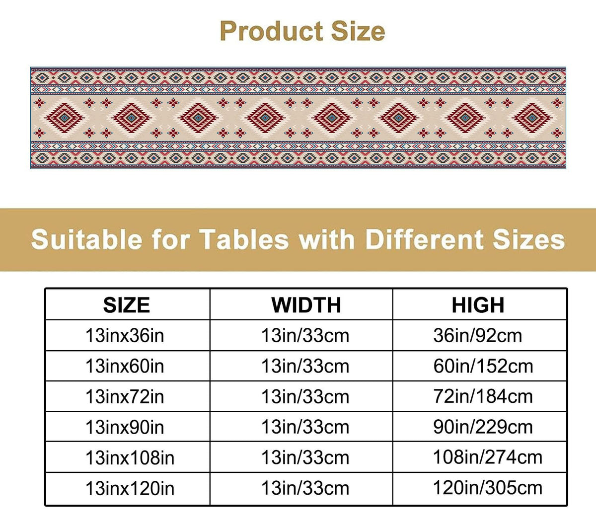 Rustic Ethnic African Table Runner Vintage Tribal Aztec Southwestern Native American Runner for Kitchen Table Dining Room Coffe 13x36 inch (13x36inch / Aztec 13)