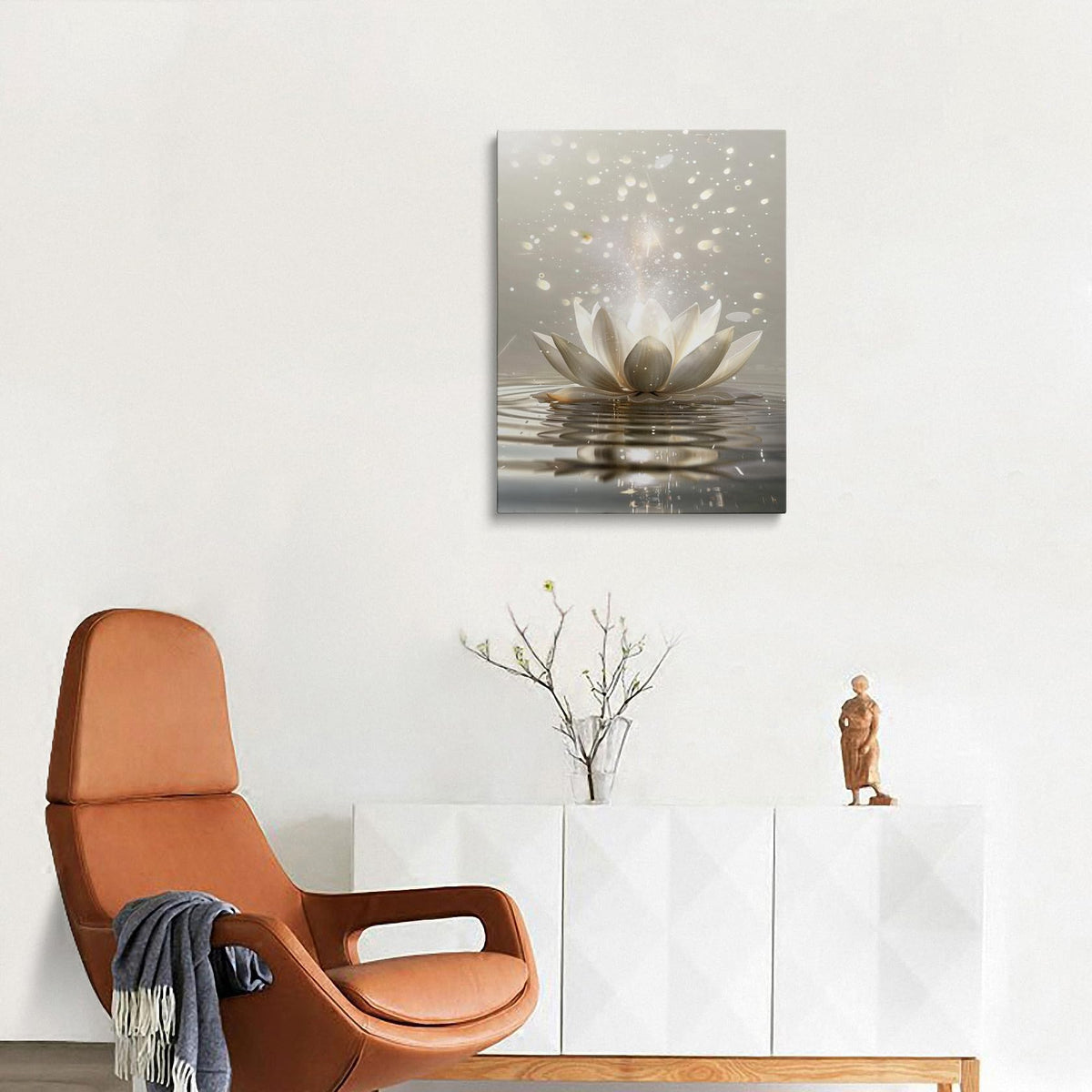 Zen Meditation Lotus Floral Canvas Wall Art Framed Plant Flower Picture Wall Decor Inspirational Prints Poster for Yoga Spa Living Room Bathroom Bedroom Home Artwork (Lotus Flower02 / 24"L x 16"W)