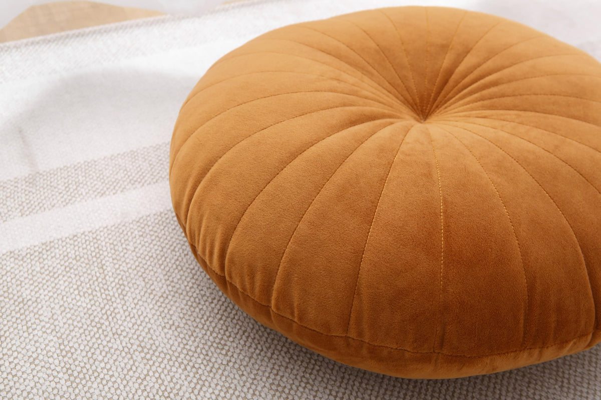 Floor Pillow Meditation Cushion Round Large Floor Pillows Seating for Adults (Caramel / 18inches)