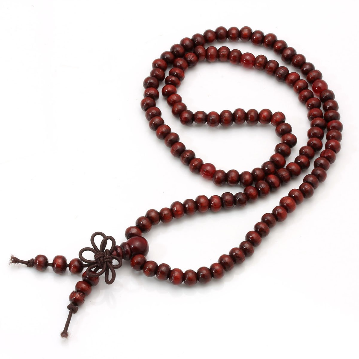 6mm Wood Bracelet Link Wrist Necklace Tibetan Buddhist 108 Beads Prayer Mala Chinese Knot (C:4 Pcs)