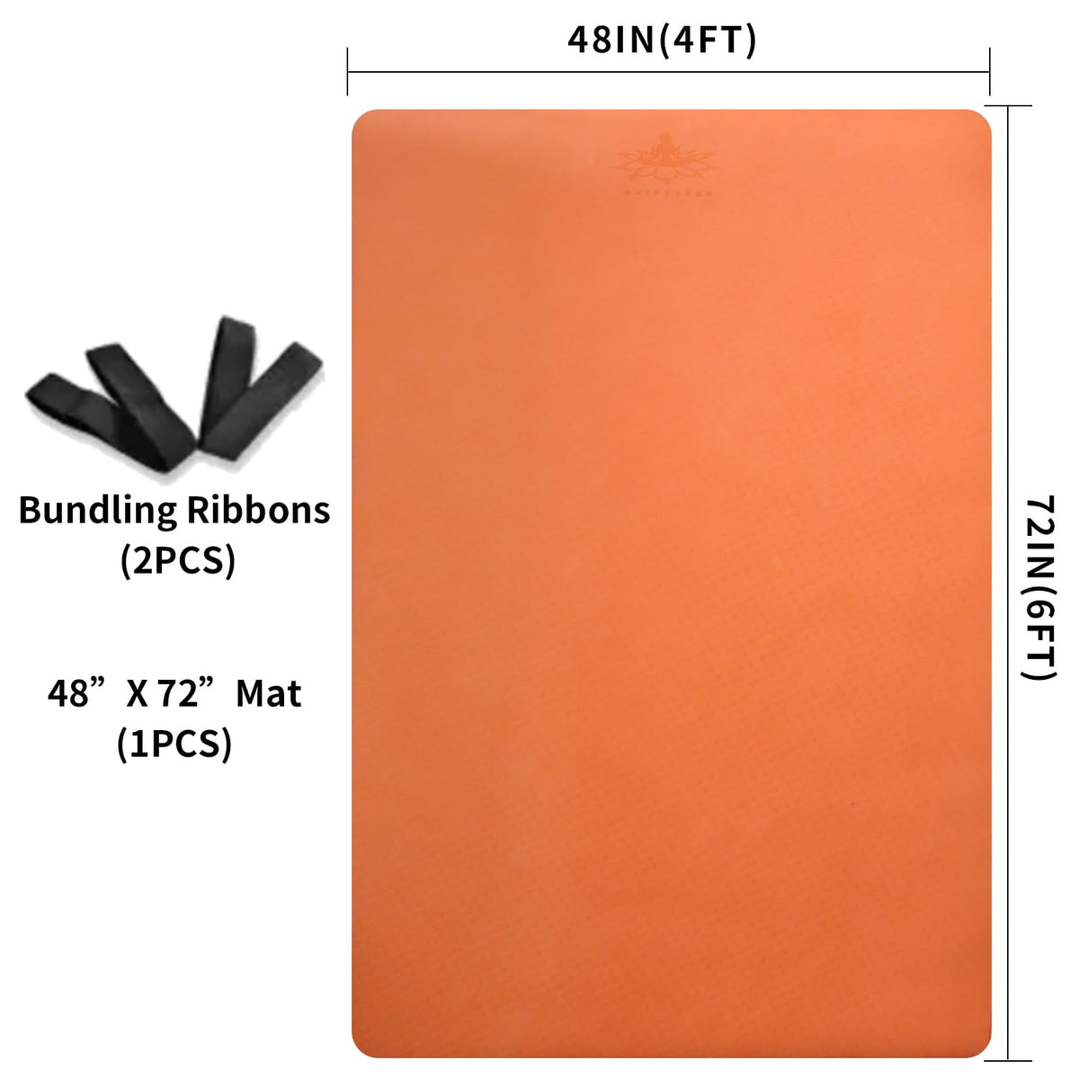 Large TPE Yoga Mat 6'x4'x1 (Orange)