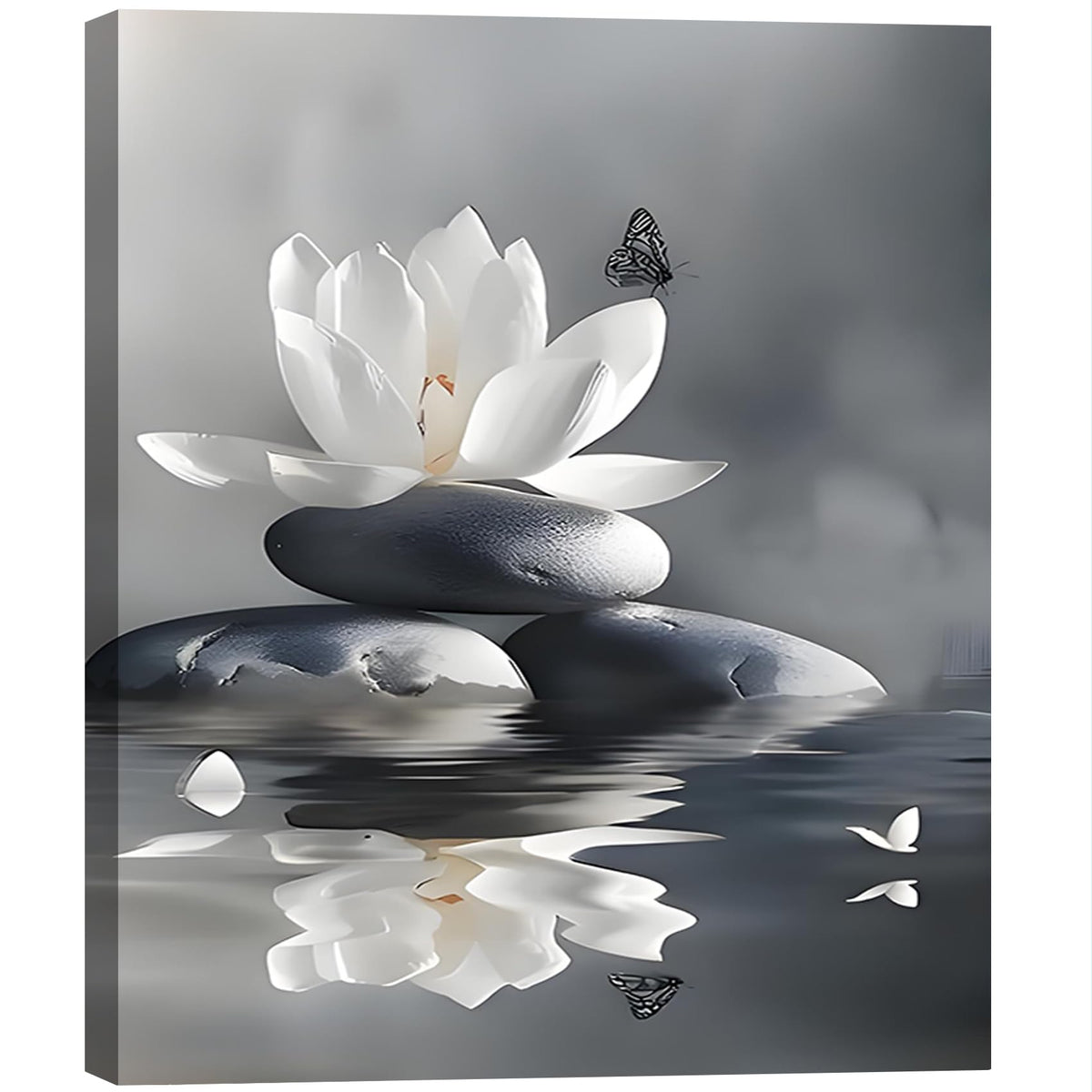 Framed Lotus Flower Canvas Wall Art for Bathroom Decor (Pictures19 / 30"L x 20"W)