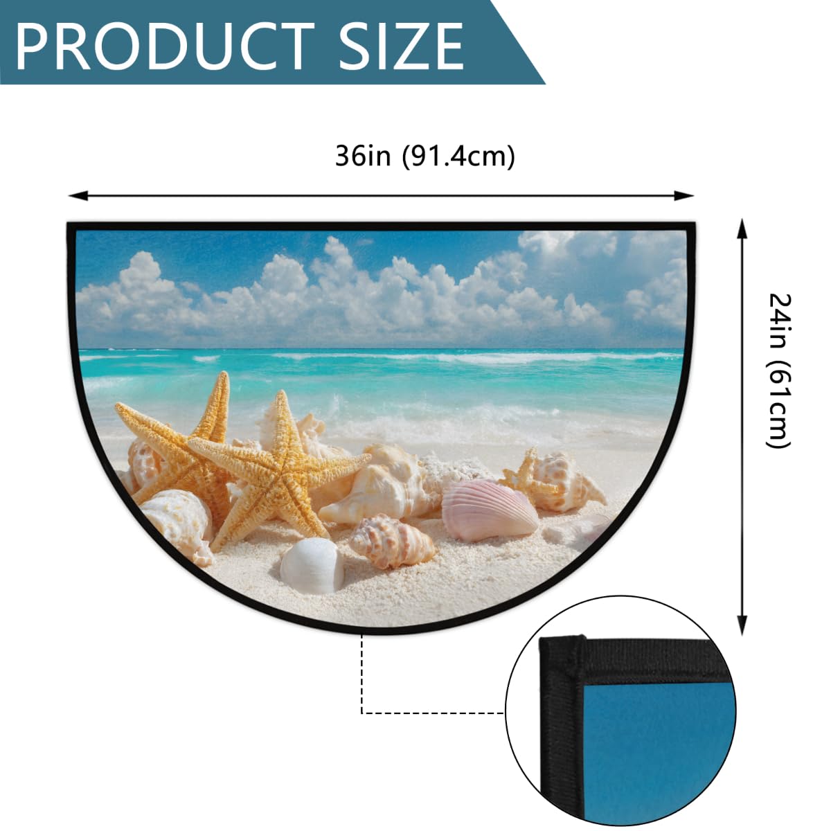 Front Door Mat Indoor Outdoor Entrance (A-01 Beach Ocean Starfish)