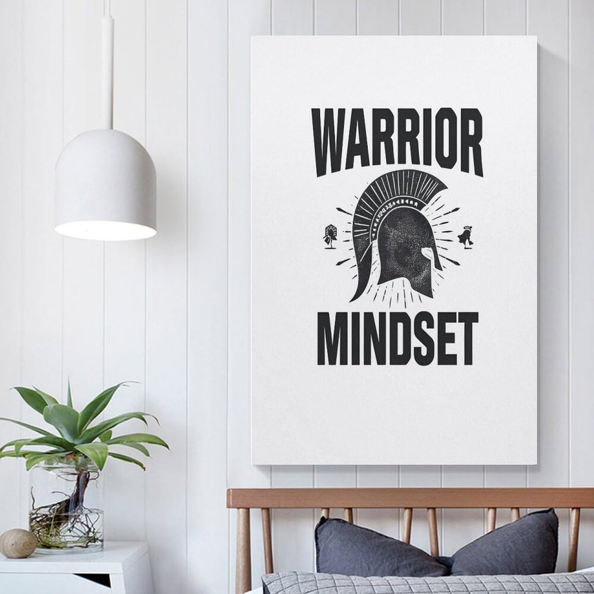 Warrior Mindset Spartan Helmet Canvas Printing Wall Art Prints Wall Decor Posters Minimalist Nordic Fitness Gym Bedroom Living Room Office Motivational Philosophy Decor 12x18inch (style-3 / 12x18inch(30x45cm) Unframe)