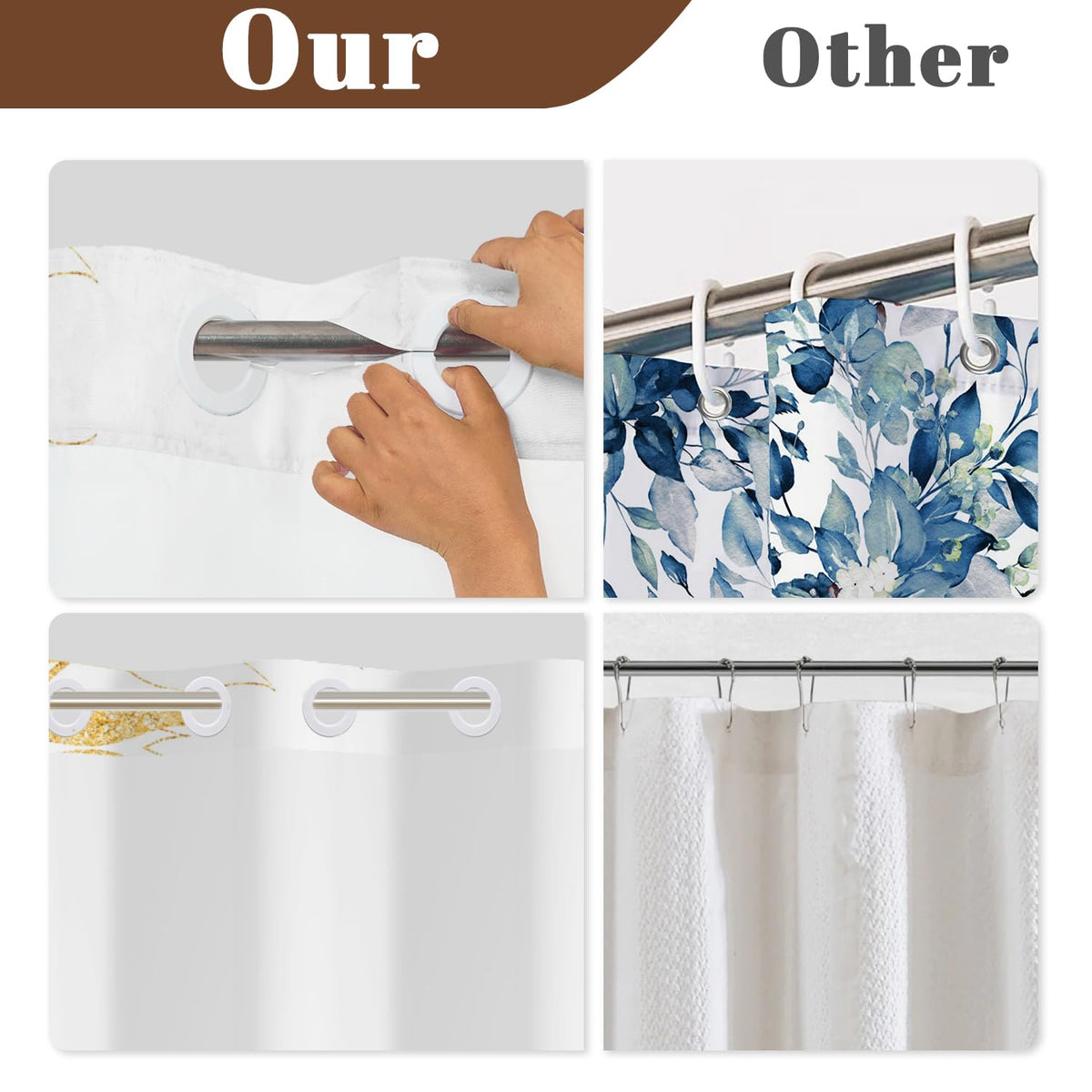 No Hook Shower Curtain and Liner Set (Abstract Koi Fish)