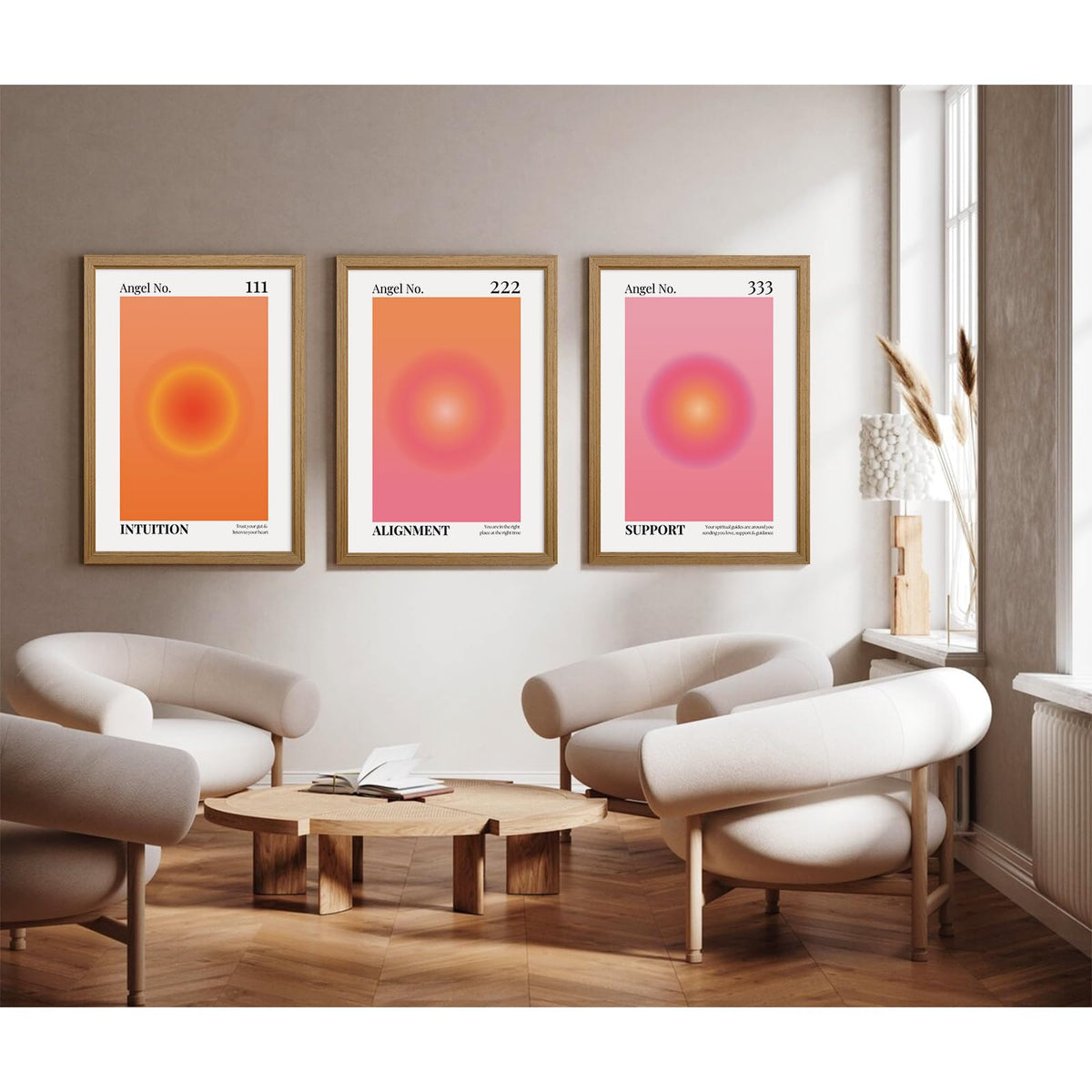 Colorful Angel Number Aura Poster Set of 3 Spiritual Posters Canvas Grainy Gradient Prints Trendy Preppy Wall Art Aesthetic Room Decor Affirmation Inspirational Quotes Wall Art 12x16 Inch Framed (Framed / Colorful 123 Art - A / 16"L x 12"W)
