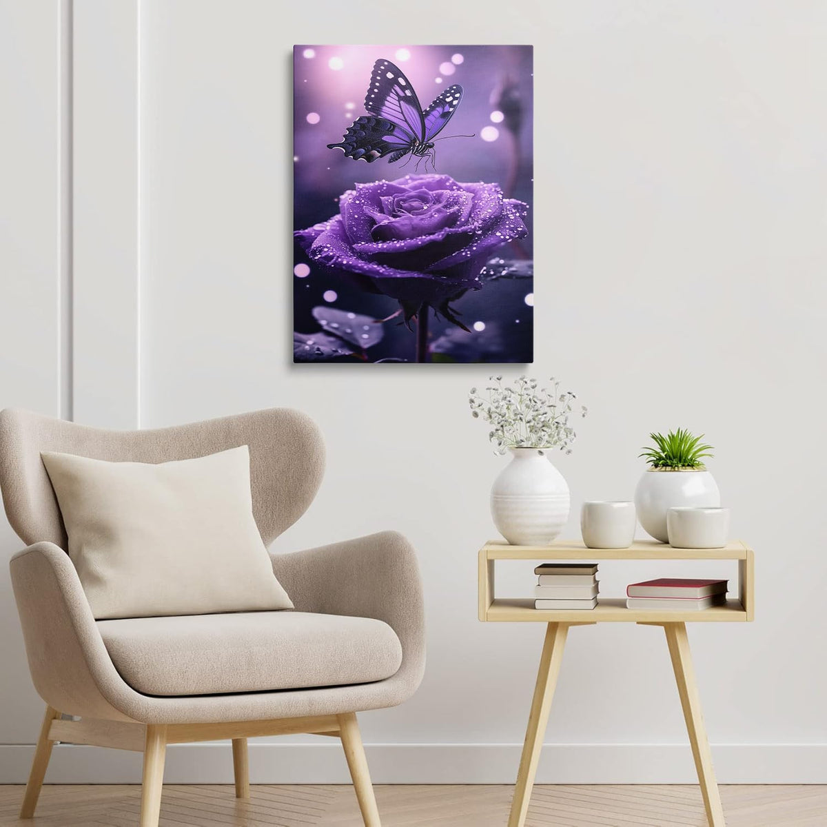 Purple Butterfly Canvas Wall Art (Purple / 12"L x 16"W)