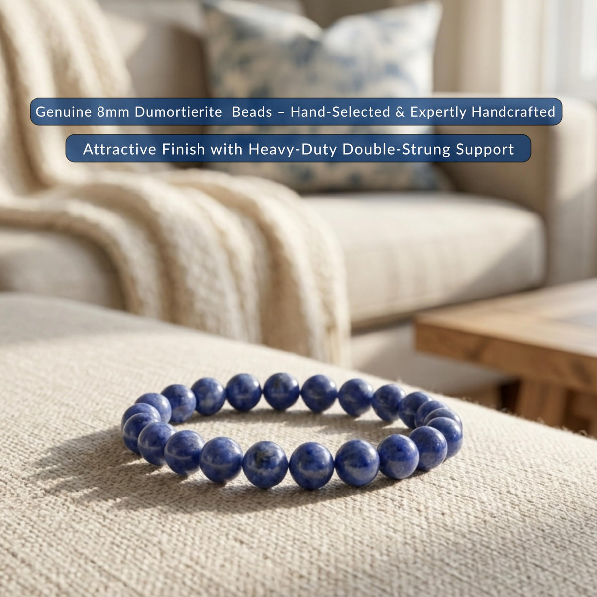 Dumortierite Bracelet 8mm Beaded Bracelet (Dumortierite / Large)