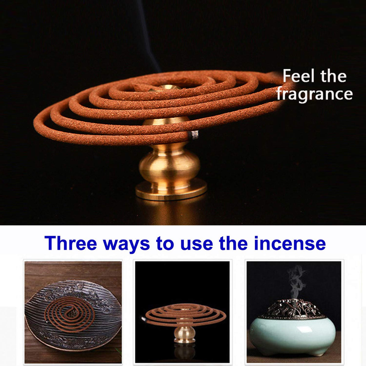 Sandalwood Coils Incense Natural 48 Pieces for Incense Holder Burner Home Decor Indoor Aroma 4 Hours (48 Sandalwood Coils Incense)