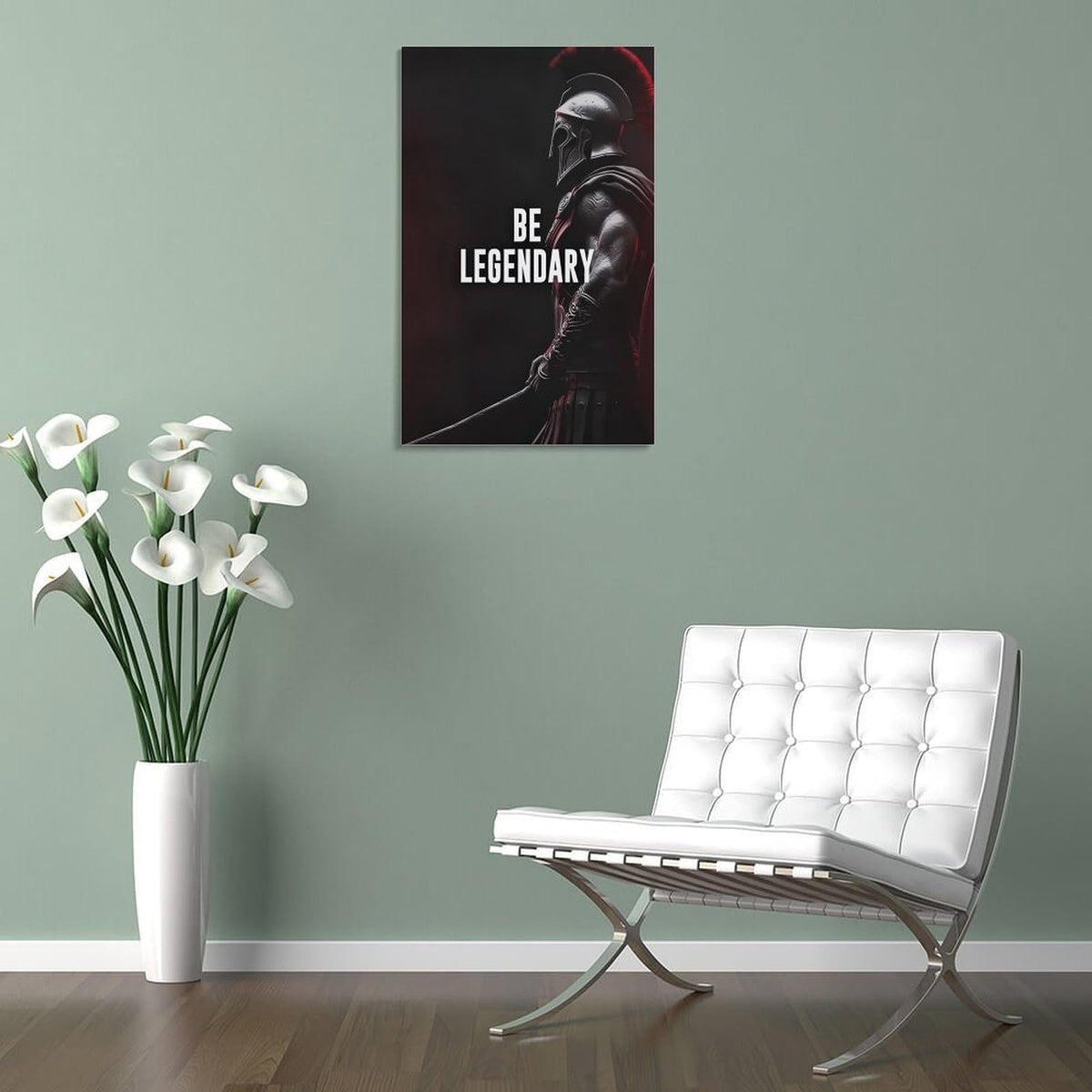 Be Legendary Spartan Warrior Motivational Print Canvas Printing Wall Art Prints Wall Decor Posters Dark Red Black Minimalist Stoic Gym Office Living Room Bedroom Decor 20x30inch (style-40 / 20x30inch(50x75cm) Frame)