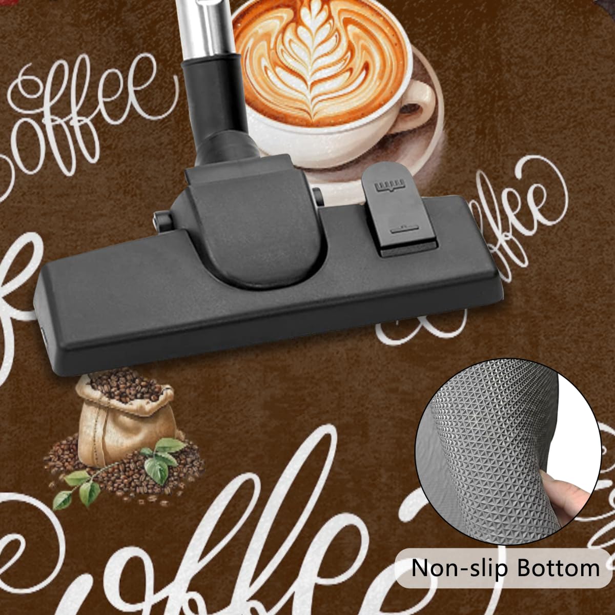 Half Round Doormat Coffee Theme Washable Semi Circle Area Rug Non Slip Half Moon Rug Holiday Decor Mat for Indoor Outdoor Bathroom Kitchen Welcome Fireplace Hearth Floor Mat (D01:coffee)