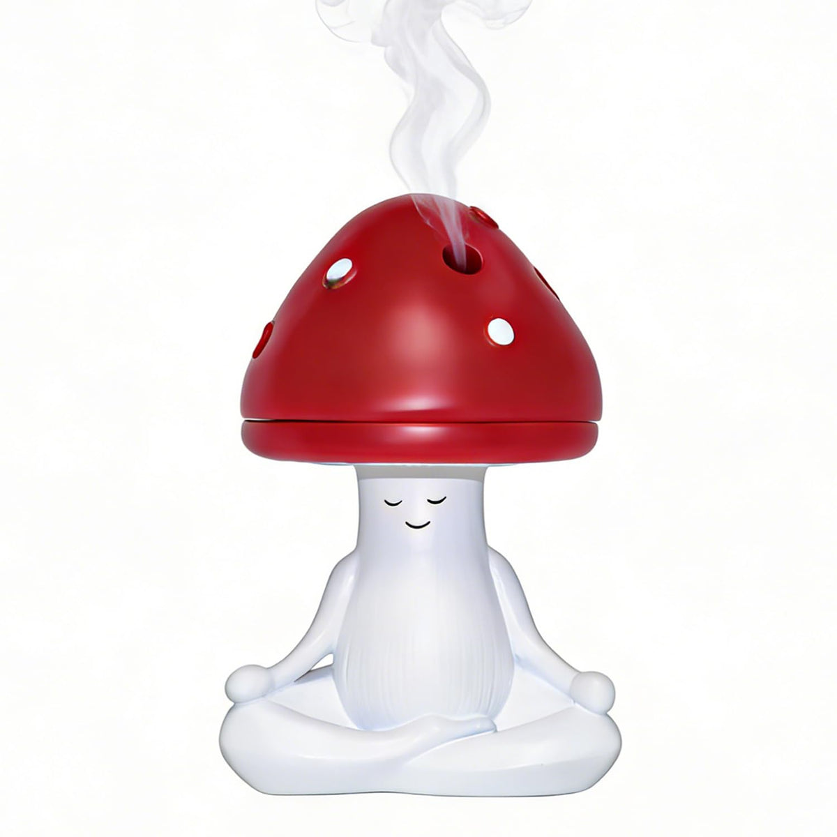 Mushroom Incense Burner Meditating Cute Resin Incense Holder Red (Red)