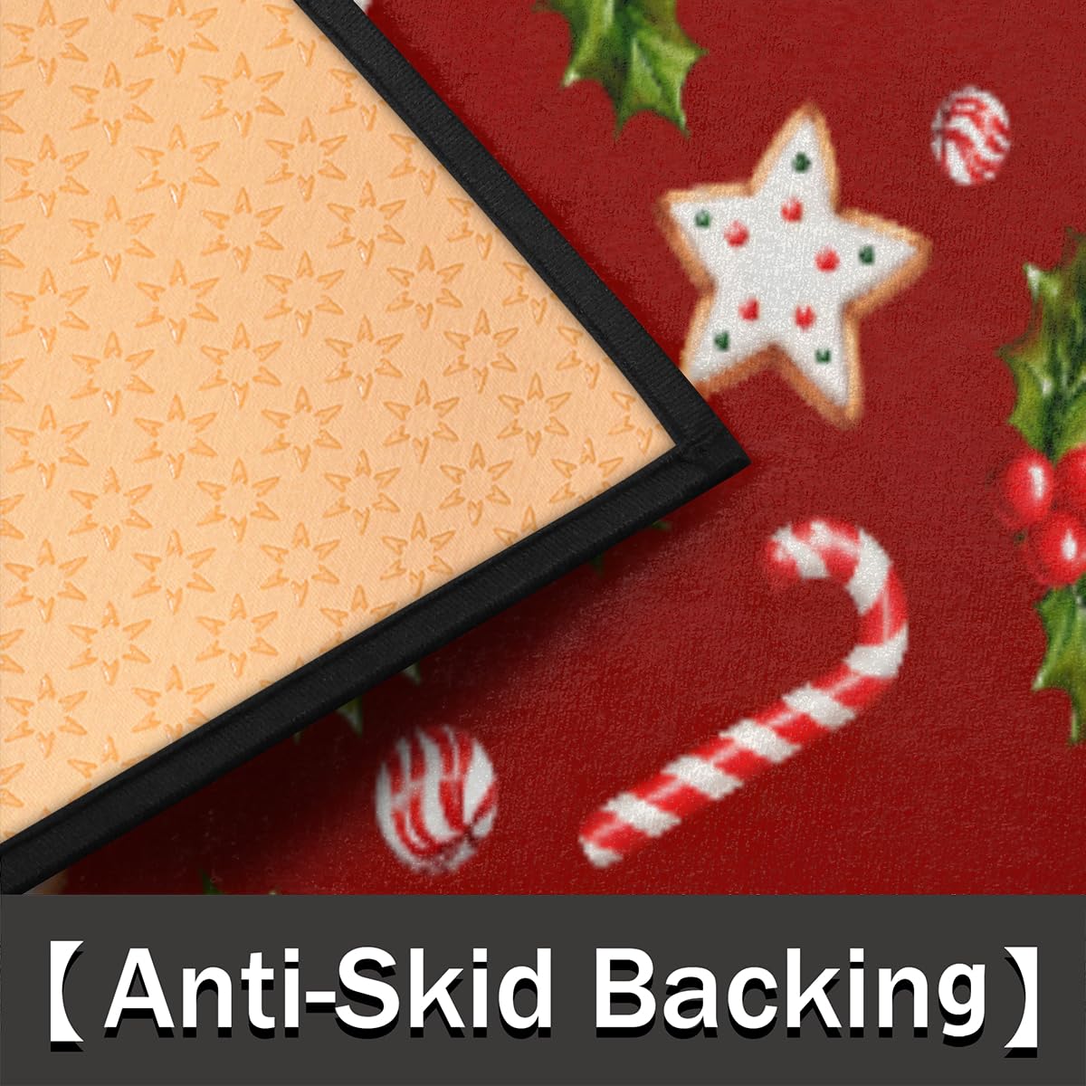 Candy Cane Half Round Door Mat Indoor Entrance Semi Circle Area Rugs (Z Christmas Xmas Candy Cane)