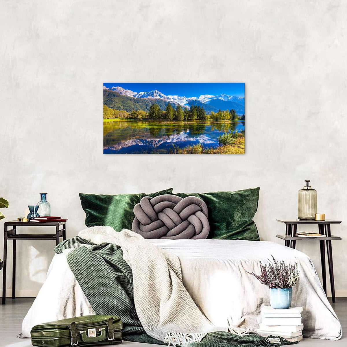 Nature Wall Art Rustic Blue Mountain Picture for Living Room Bedroom 20x40" (40"L x 20"W / Mountain Forest)