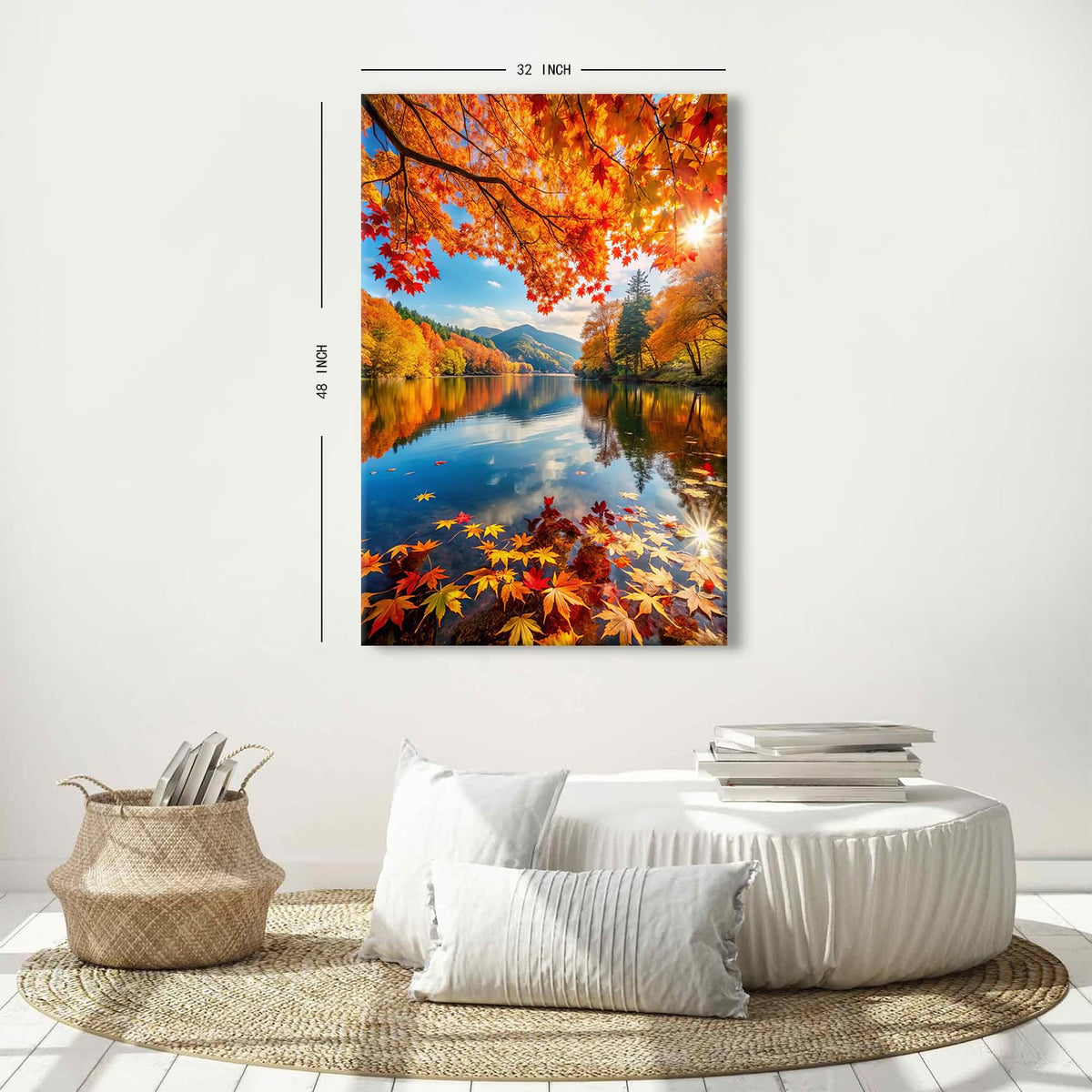 Nature Lake Mountain Canvas Wall Art for Living Room Fall Foliage Reflections Picture Kitchen Wall Decor Colorful Forest Landscape Painting Prints Modern Yosemite Poster Artwork Home Decoration 32x48" (32"L x 48"W / Fall09)