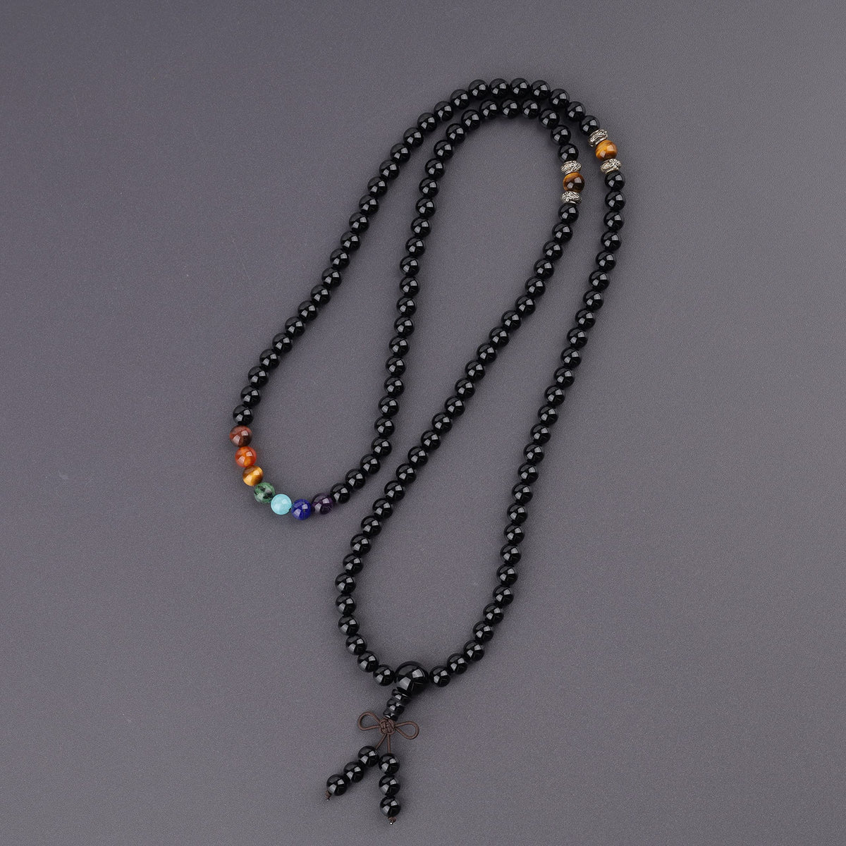 6mm Multilayer Onyx 7 Chakra 108 Mala Beads Prayer Stones Bracelet Necklace (Onyx)