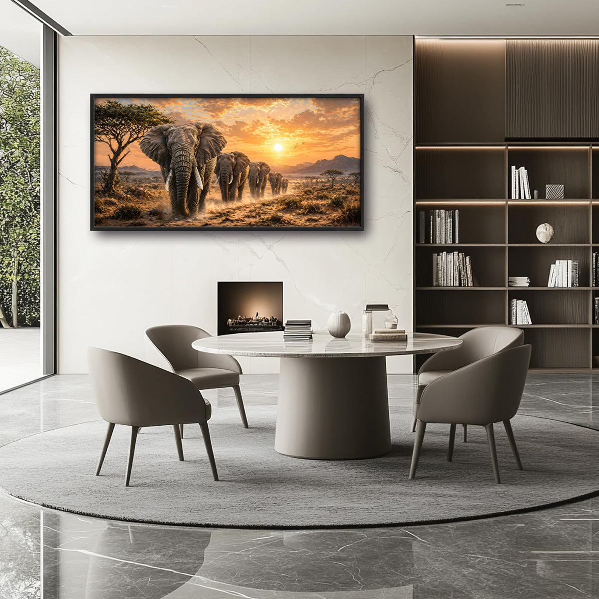 African Elephant Herd Large Wall Art (elephant / 60"L x 30"W)