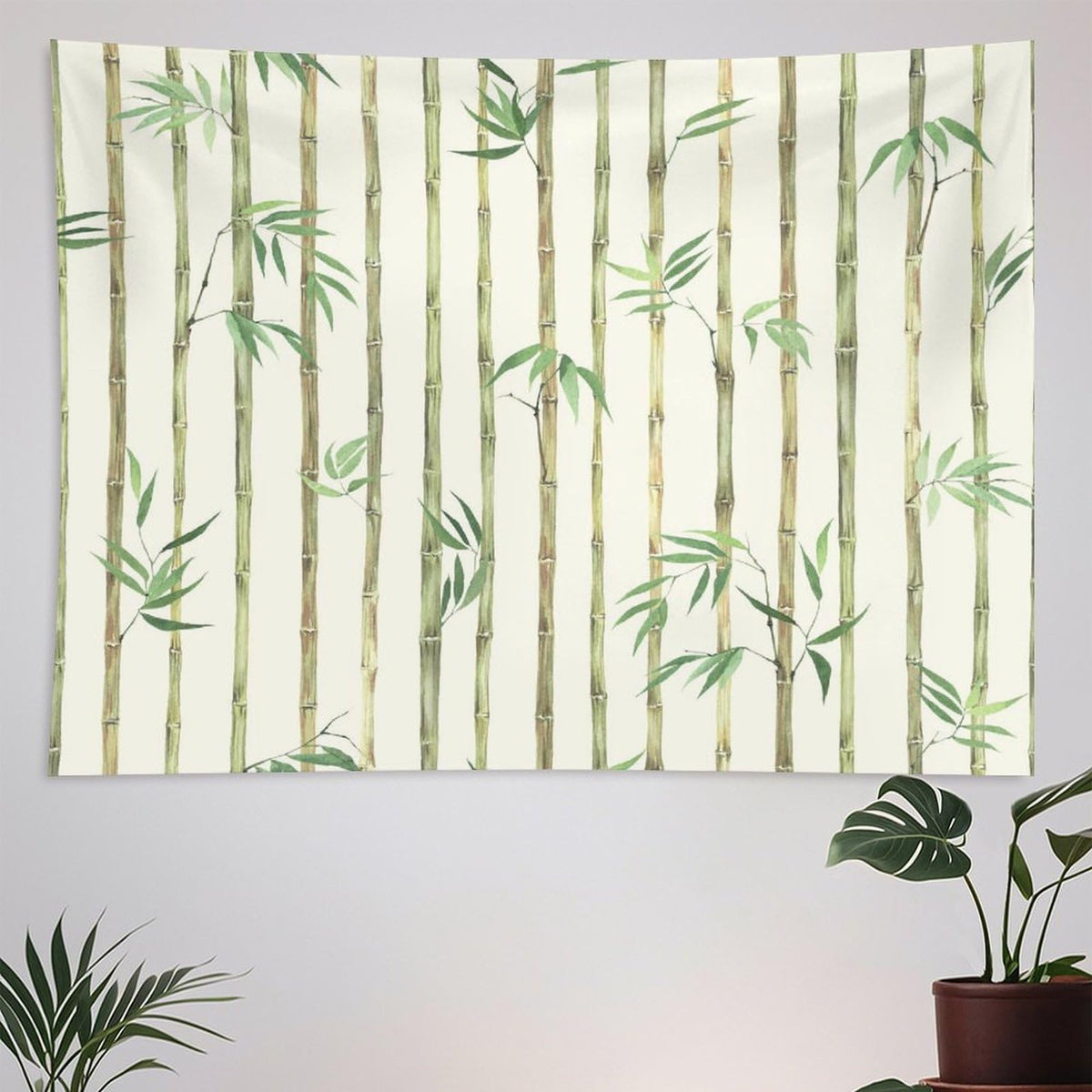 Bamboo Print Tapestry Wall Hanging Bamboo Tree Image Traditional Chinese Calligraphy Style Culture Theme Tapestries Home Decor for Living Room Bedroom Apartment Dorm 40"x60" (40"L x 60"W / Bamboo-3)