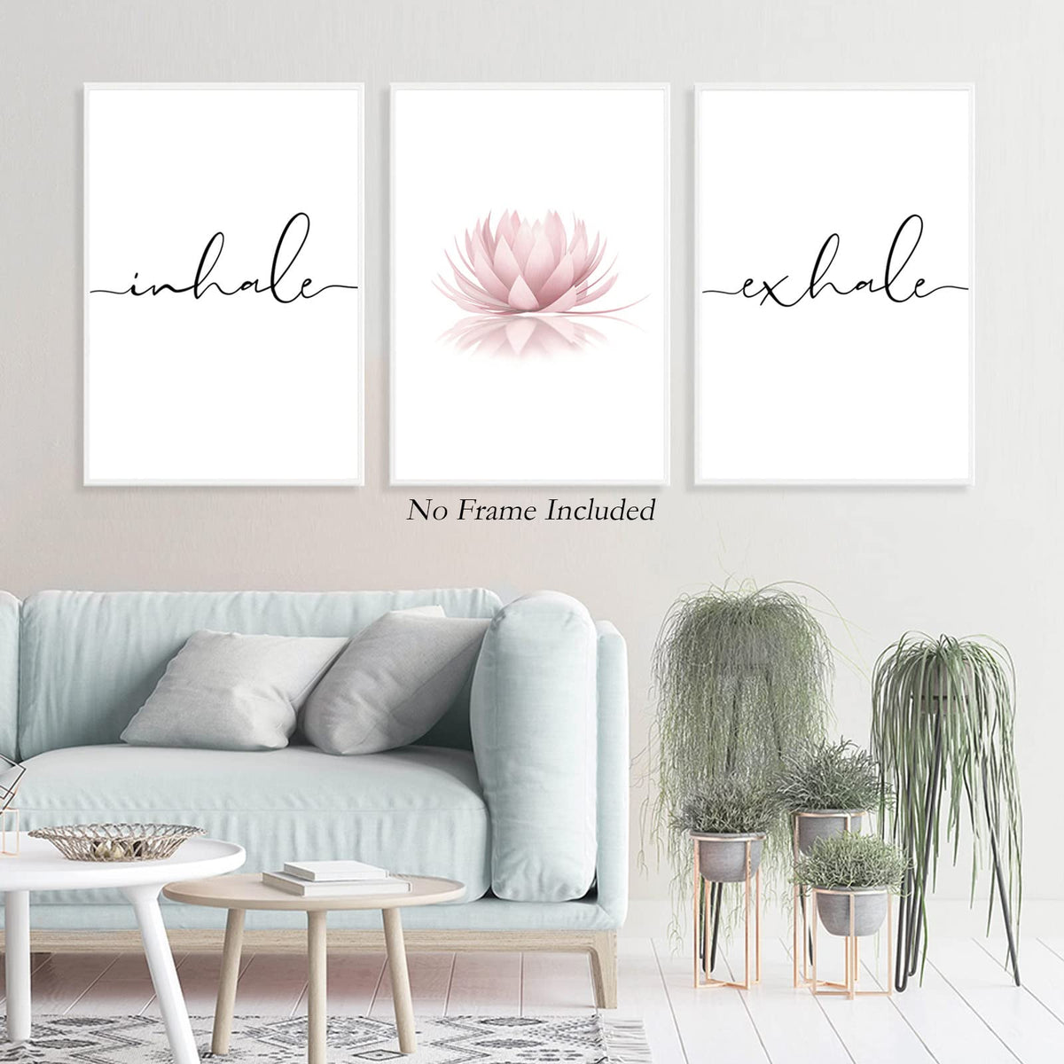 Inhale Exhale Wall Art Zen Canvas Decor Yoga Lotus Wall Art Calming Meditation Artwork Pink Yoga Poster Zen Pictures Painting for Living Room Bedroom 16x24 Inch Unframed Set of 3 (Unframed / Yoga Wall Art / 24"L x 16"W)