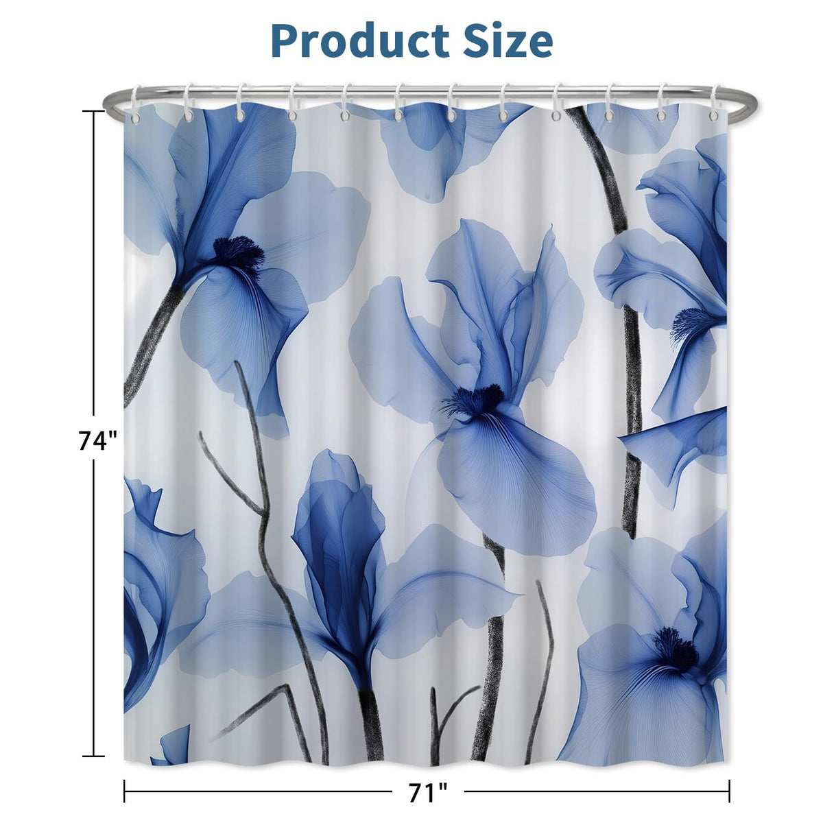 Blue Iris Floral Shower Curtain (Iris Floral)