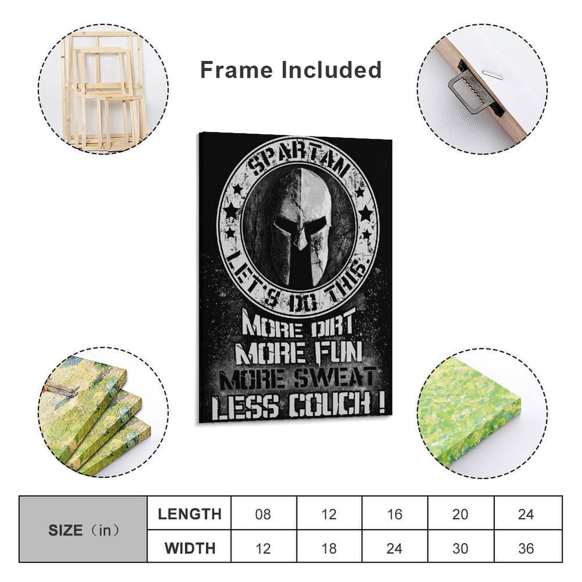 Spartan Law Never Retreat Never Surrender Warrior Shield Spear Canvas Printing Wall Art Prints Wall Decor Posters Motivational Greek Soldier Living Room Bedroom Office Gym 08x12inch (style-24 / 08x12inch(20x30cm) Frame)